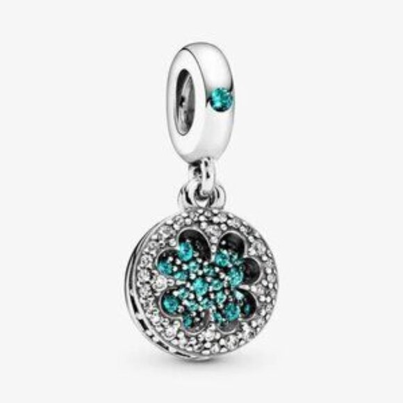 Elegant Silver and Teal Charm Pendant - Picture 1 of 5